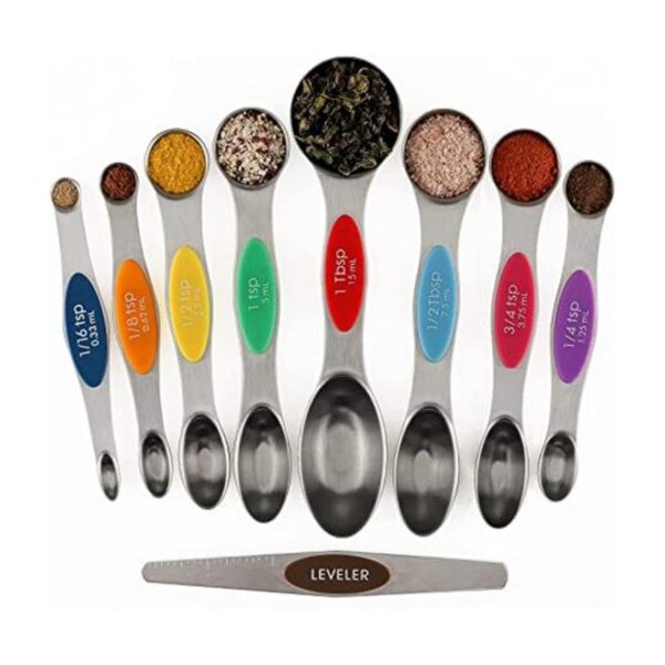 Juego de 9 cucharas medidoras magnéticas apilables de