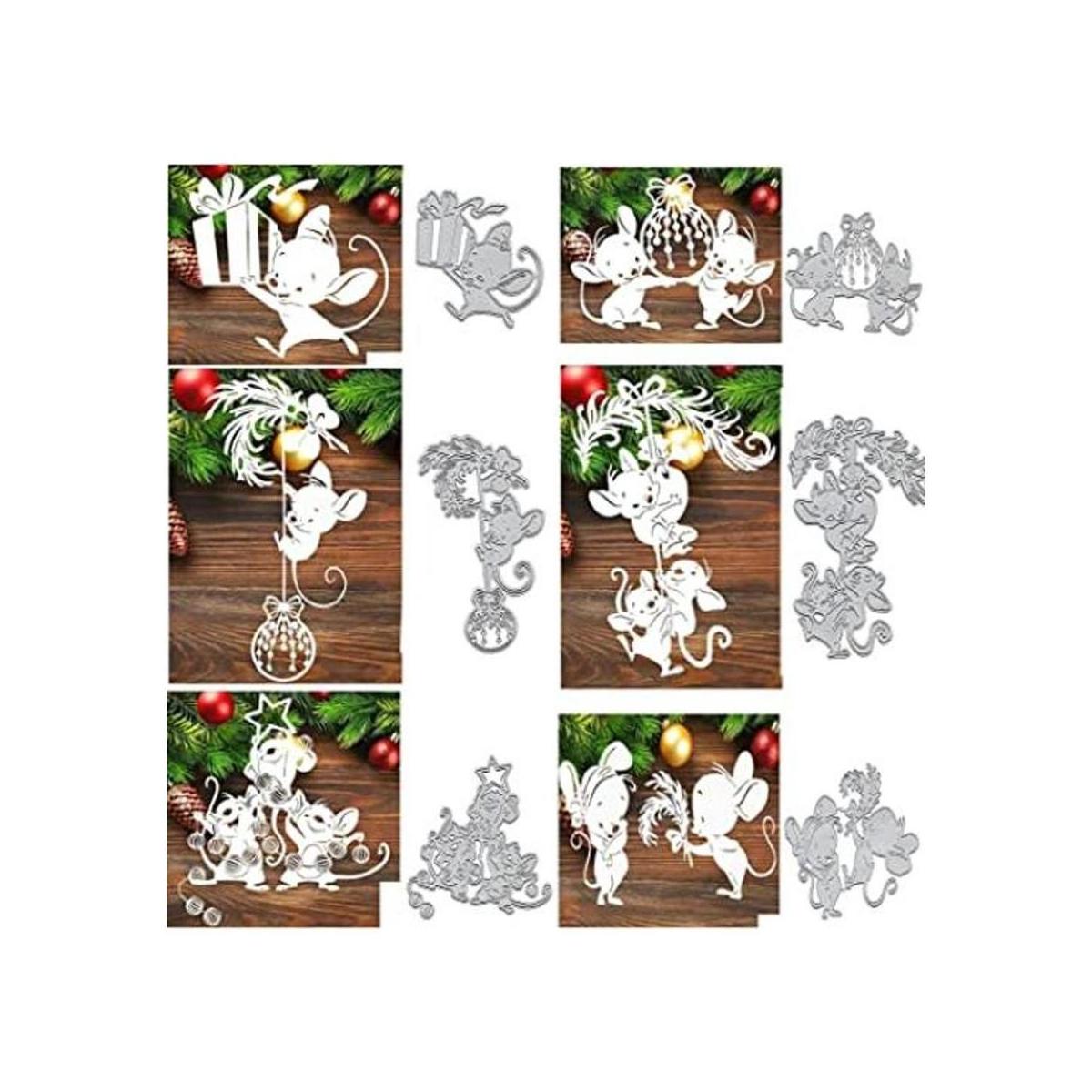 Juego de 6 troqueles de metal de ratón animal diseño de