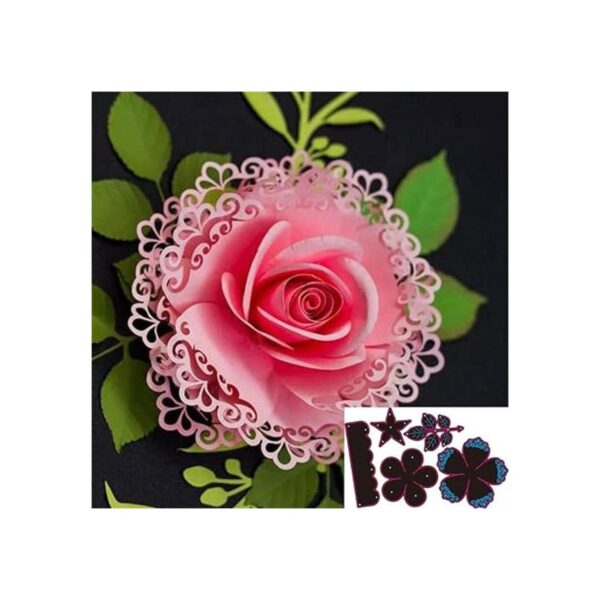 Troqueles de metal con hojas de flores en capas