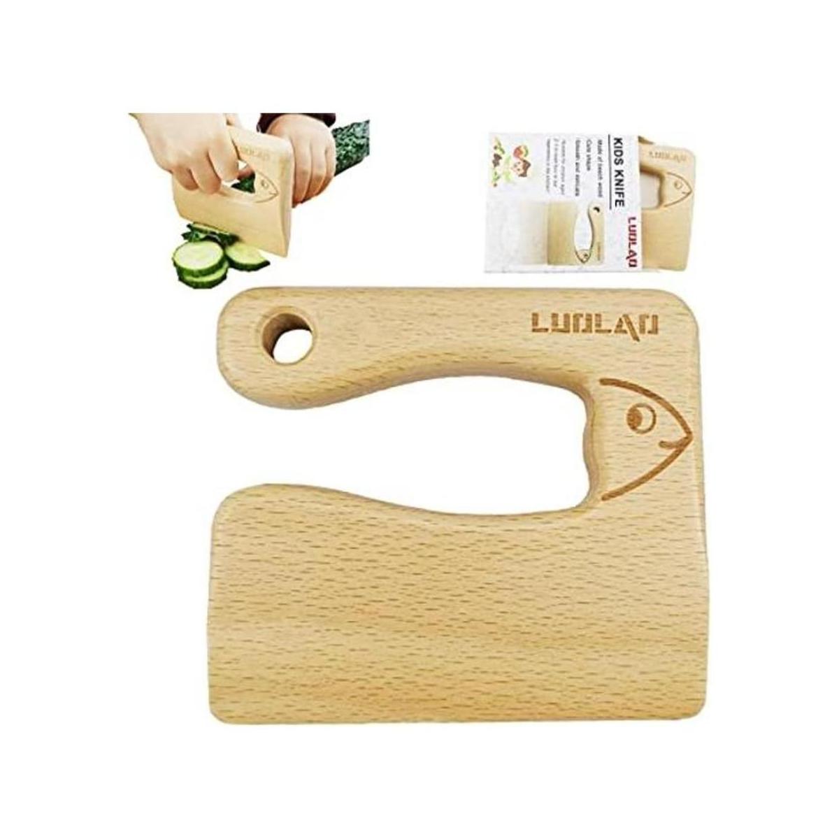 LUOLAO Cuchillo de madera para niños para cocinar y cortar