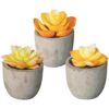 Juego de 3 plantas artificiales en maceta gris flores_1