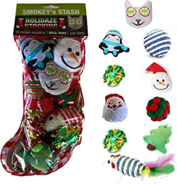 Smokeys Stash Juguetes de Navidad para gatos de hierba