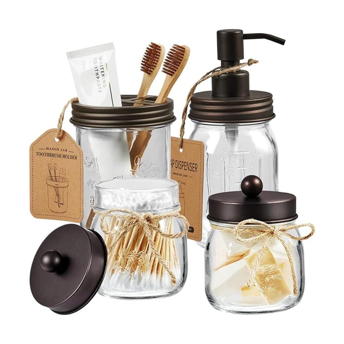 Juego de accesorios de baño Mason Jar 4 piezas