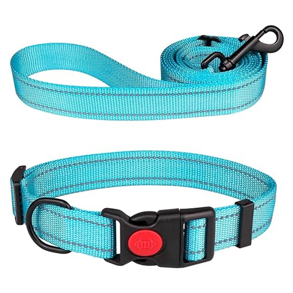 Juego de collar y correa reflectante para perro con