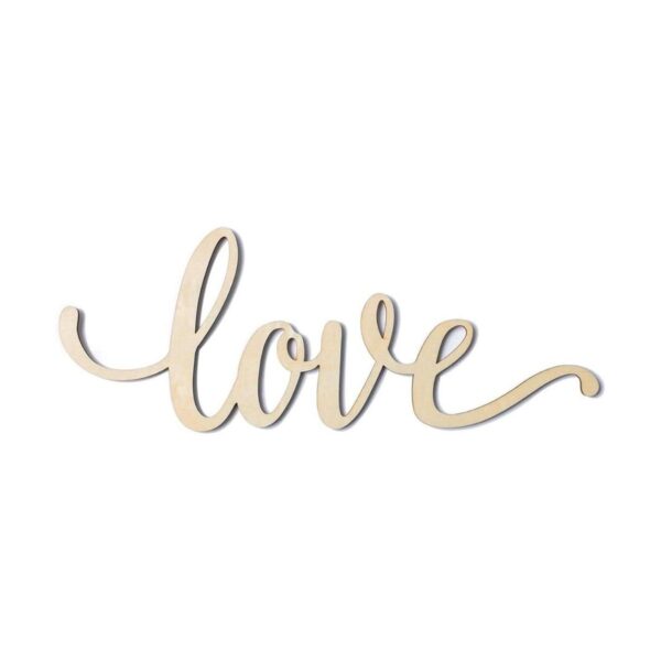 Letrero de madera con texto en inglés Love Wood Letra