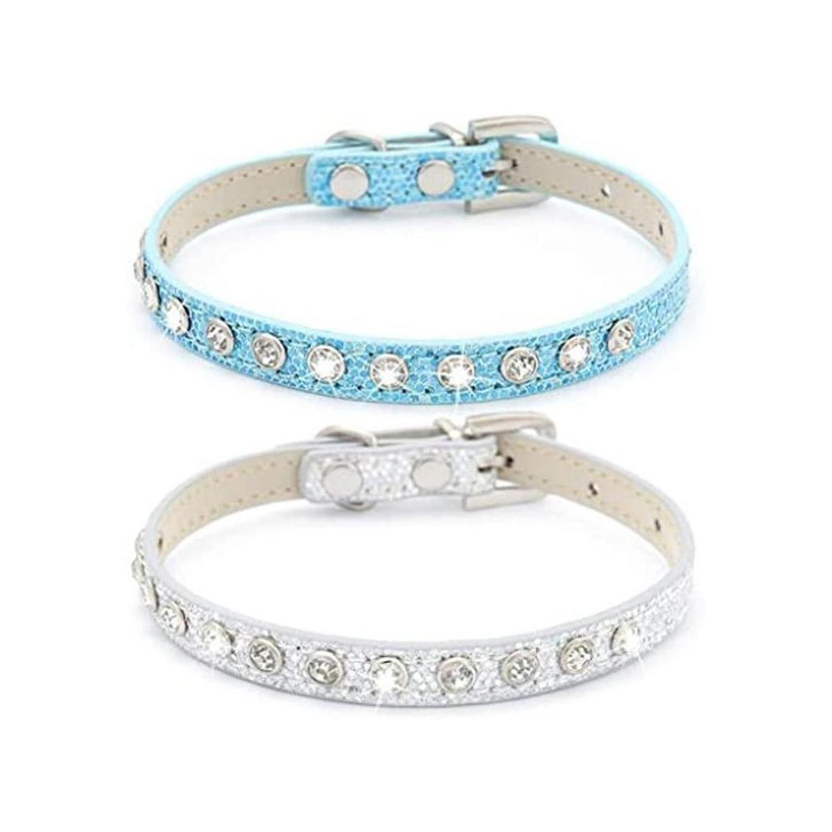 Urieo Collares de seguridad para gatos de piel plateada
