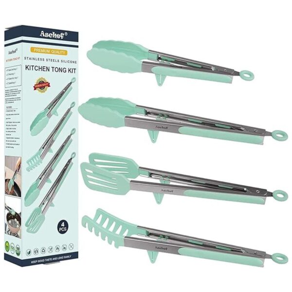 Juego de pinzas de cocina 4 en 1 de acero inoxidable para