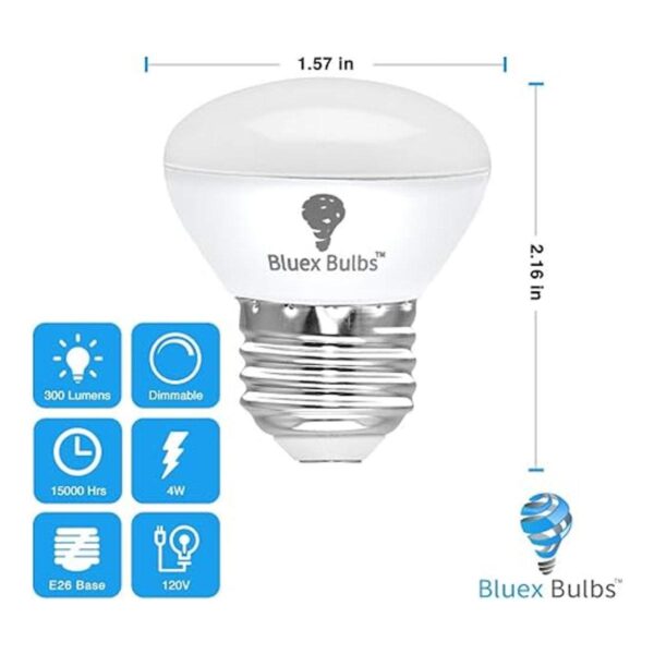 Paquete de 4 bombillas LED R14 de 4 W base E26 mini_2