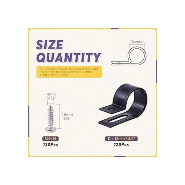 Swpeet Paquete de 120 clips de cable de nailon blanco de