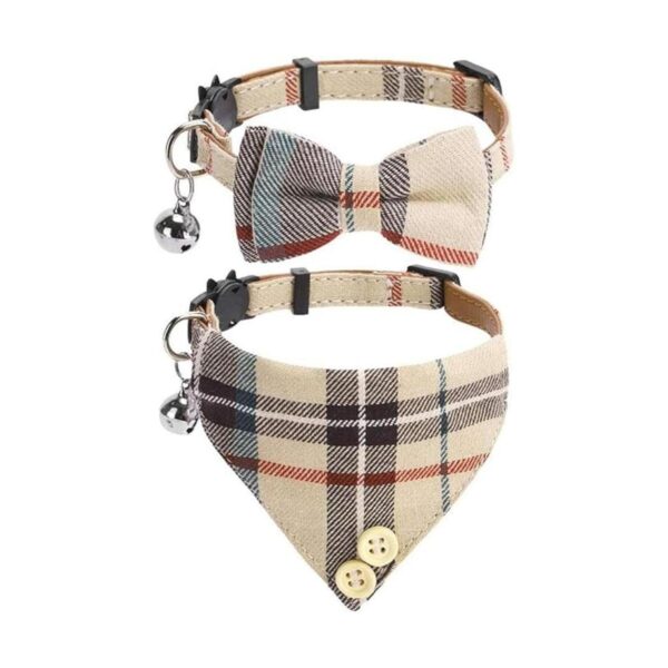 Pañuelo con lazo para gato paquete de 2 collares clásicos_1