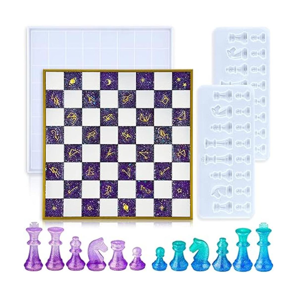 NiArt Juego de moldes de silicona para piezas de ajedrez