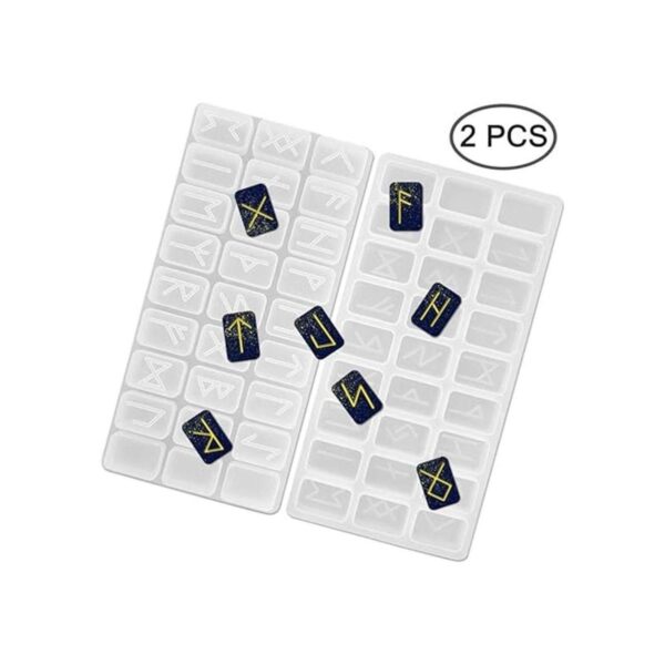 Juego de 2 moldes de resina de silicona FineGood Rune