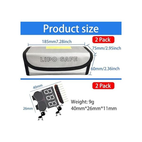Paquete de 4 bolsas de 7.283 x 2.953 x 2.362 in Lipo a