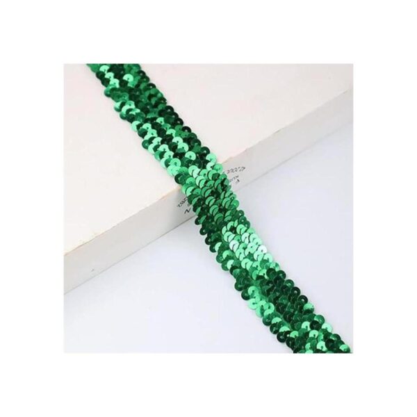Ribete de cinta elástica de lentejuelas verde cinta de_4