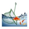 Laojbaba Red de pesca de malla fina verde con mango de_6