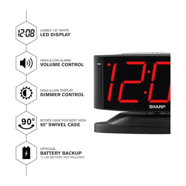 SHARP Reloj despertador digital LED para el hogar base_2