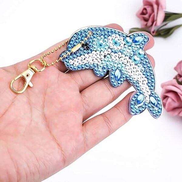 VETPW 5 piezas 5D DIY delfín diamante pintura llavero kit