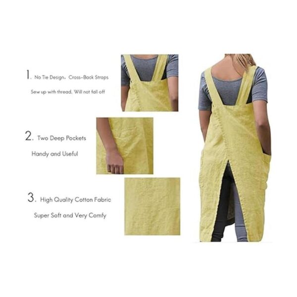 Pinafore Delantal cuadrado para mujer para cocinar_3