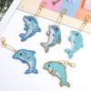 VETPW 5 piezas 5D DIY delfín diamante pintura llavero kit