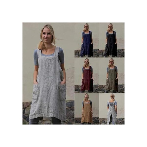 Pinafore Delantal cuadrado para mujer para cocinar_6