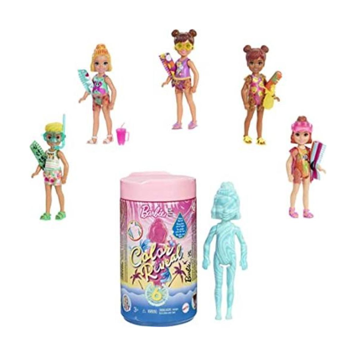 Muñeca Barbie Color Reveal con 6 sorpresas 4 bolsas con