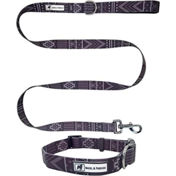 Juego de collar y correa para perros a juego Black_1