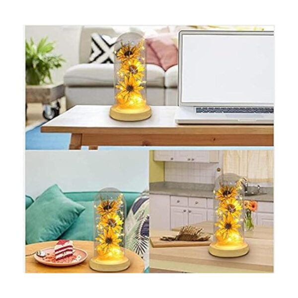 NA Girasol en cúpula de cristal para mujer flor_5