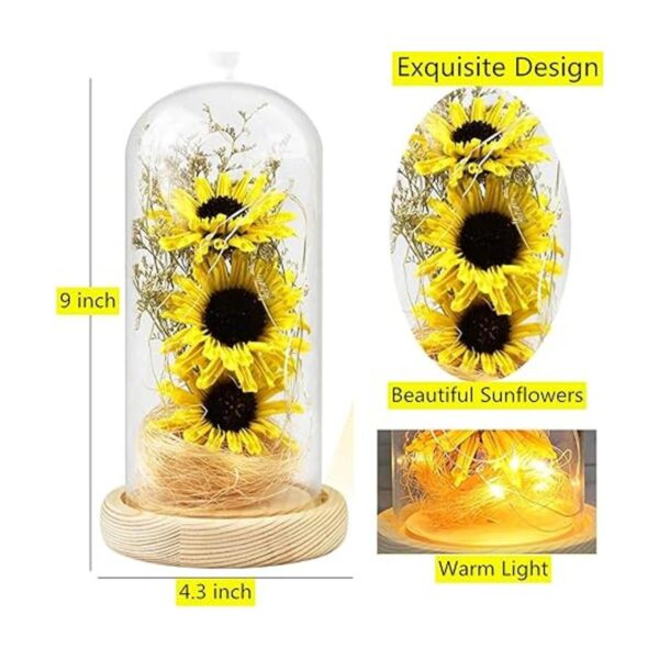 NA Girasol en cúpula de cristal para mujer flor_2