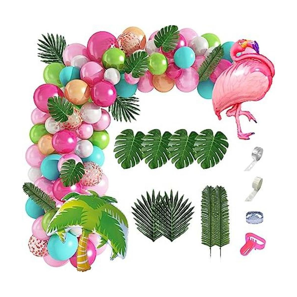 Juego de guirnalda de globos de flamenco tropical con