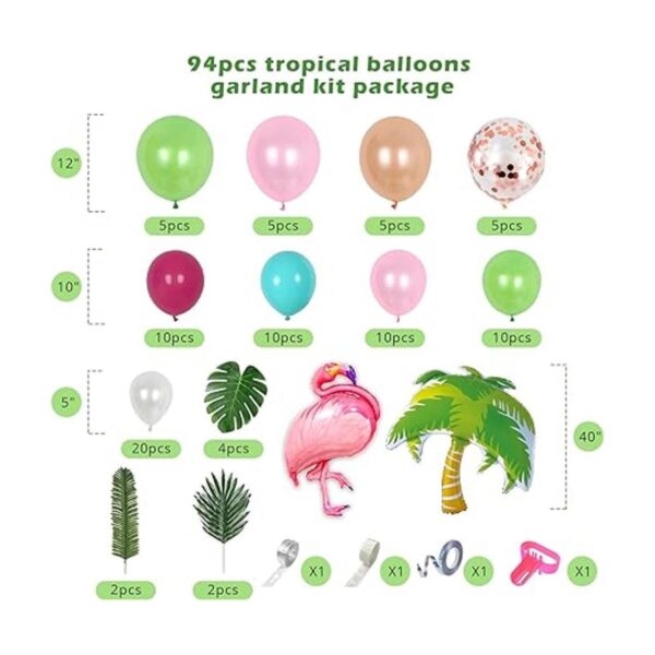 Juego de guirnalda de globos de flamenco tropical con_2