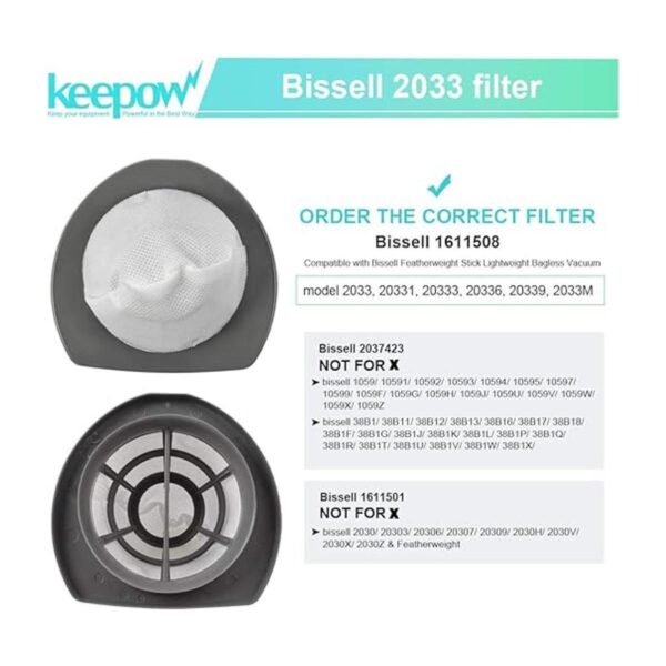 KEEPOW Filtro de vacío 2033 compatible con Bissell_2