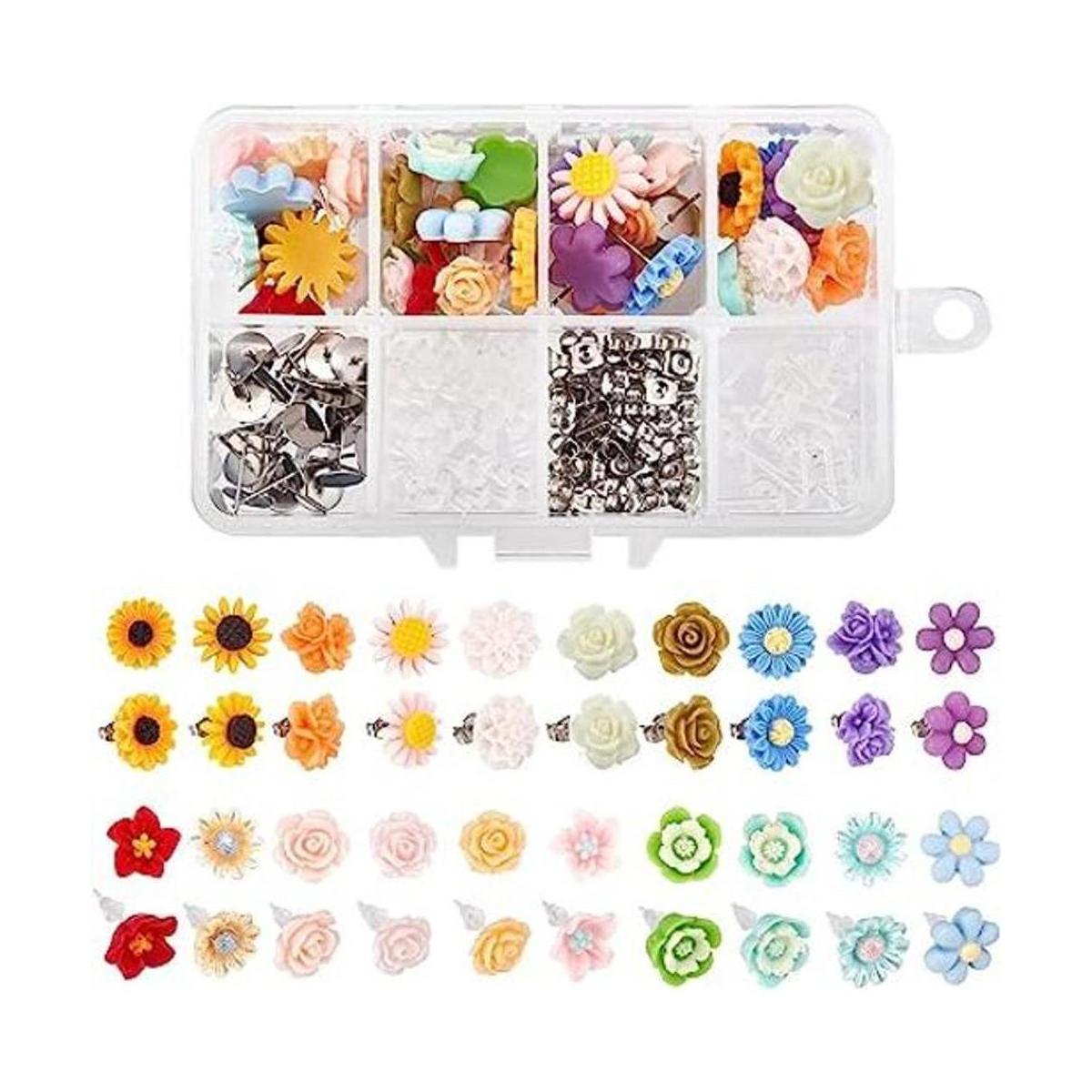 SUNNYCLUE 1 caja DIY 20 pares mixtos de resina flor plana