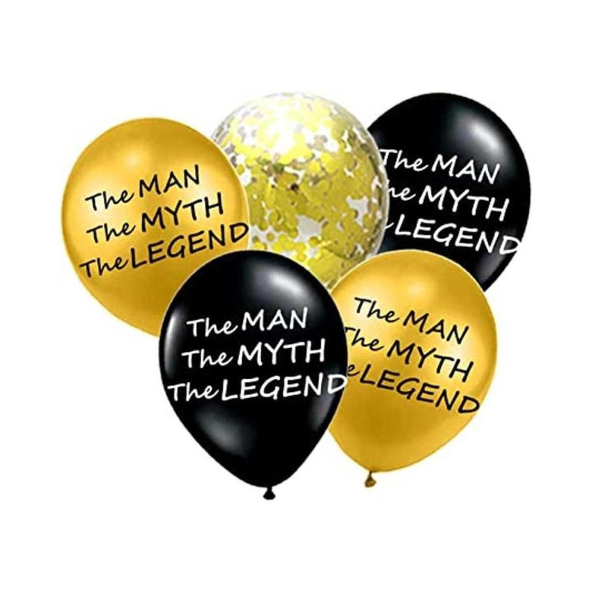 The Man The Myth The Legend Globos de confeti negro y