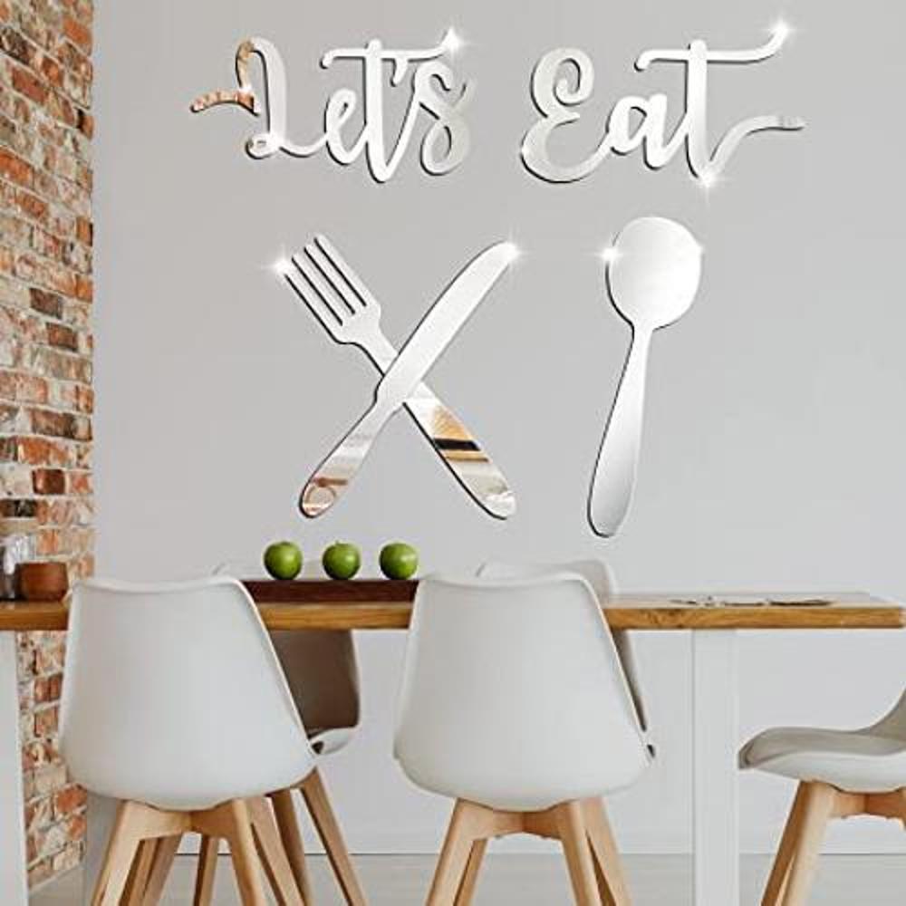 Lets Eat Calcomanías de pared de espejo 3D de acrílico