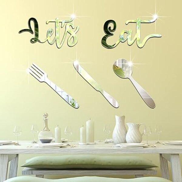 Lets Eat Calcomanías de pared de espejo 3D de acrílico_4
