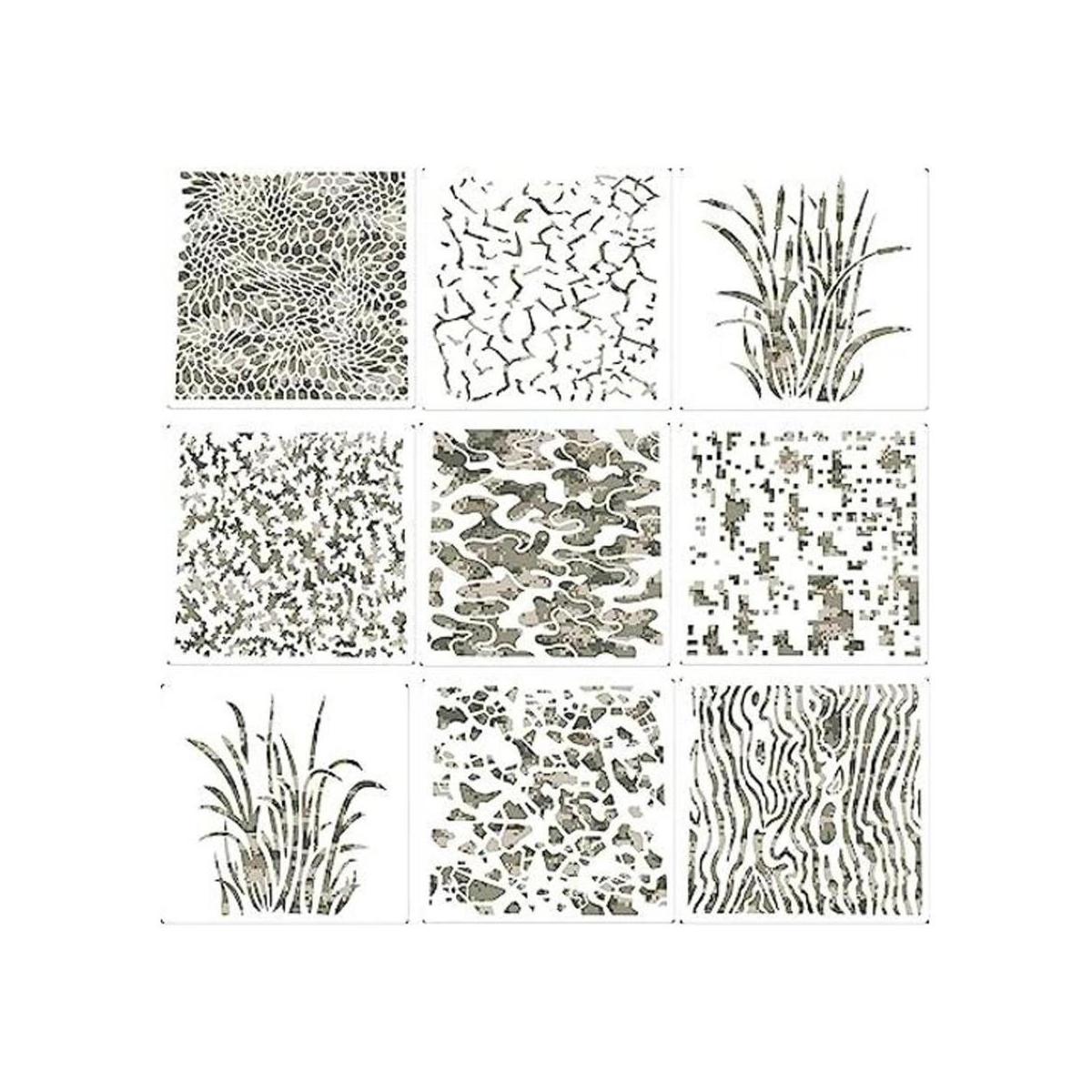 Outus 9 plantillas de estampado de camuflaje plantillas