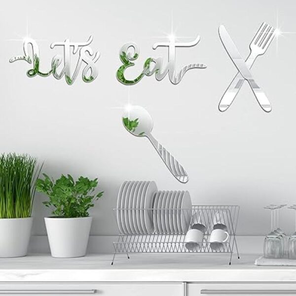 Lets Eat Calcomanías de pared de espejo 3D de acrílico_5