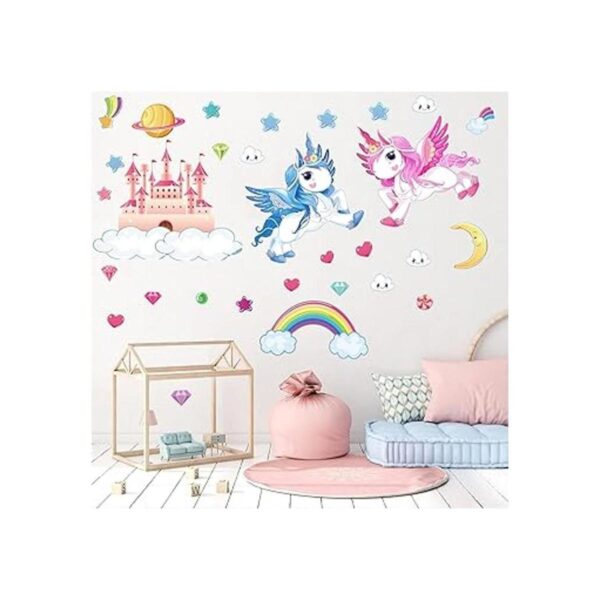 Pegatinas de pared con diseño de unicornio brillantes en_2