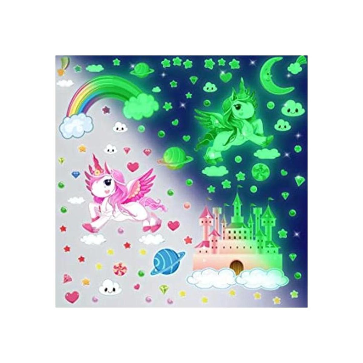 Pegatinas de pared con diseño de unicornio brillantes en