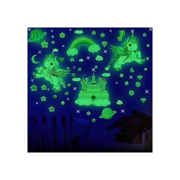 Pegatinas de pared con diseño de unicornio brillantes en_3