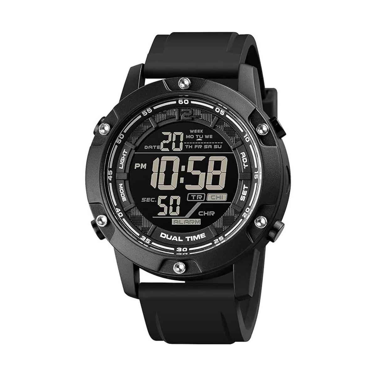 Reloj de pulsera digital negro para hombre con cara