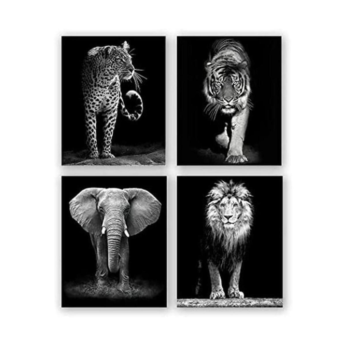 NIIORTY Juego de 4 piezas de arte de pared de animales