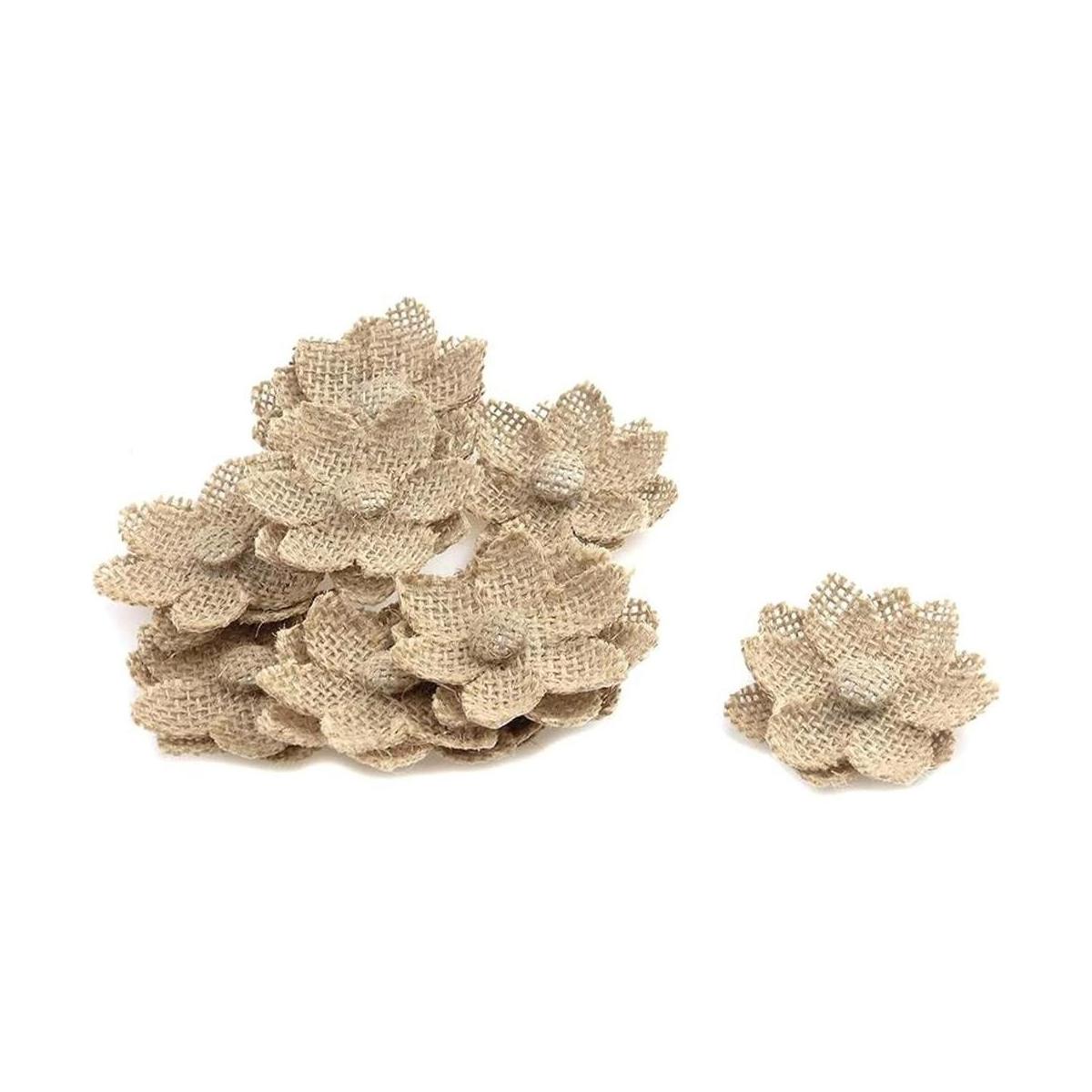 T Tulead Flores de arpillera hechas a mano de 2.4 pulgadas