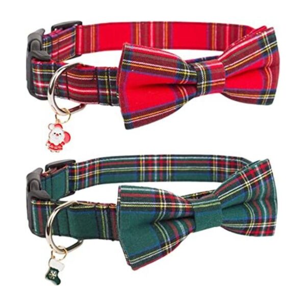 PTDECOR Collar de Navidad para perro con lazo collares_1