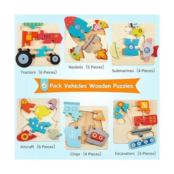 Paquete de 6 rompecabezas de madera para niños pequeños de_2