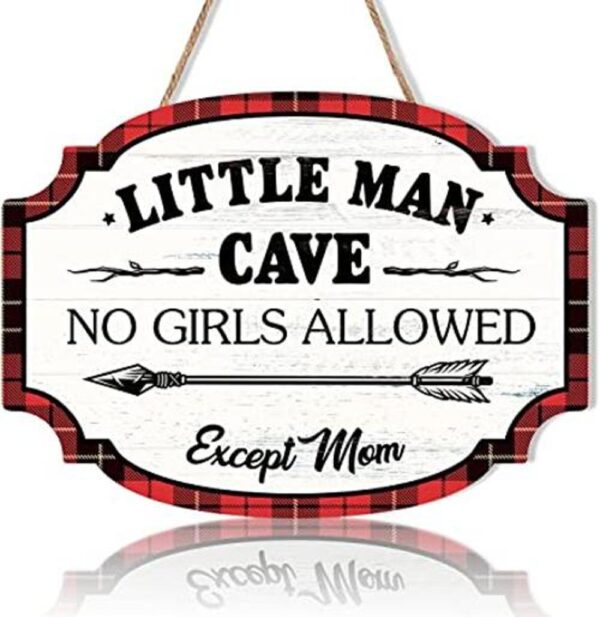 LHIUEM Little Man Cave Letrero de pared colgante de_1