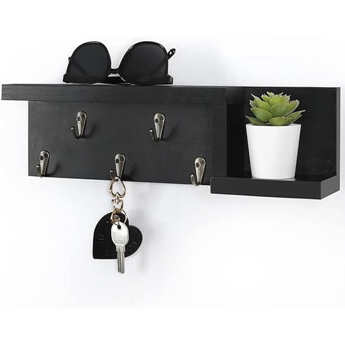 Soporte decorativo para llaves de pared con estante