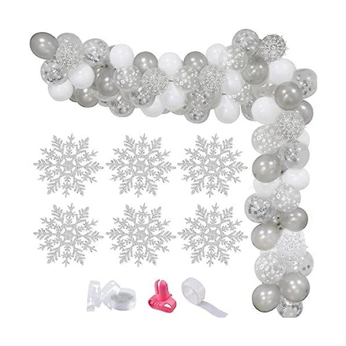 Kit de arco de guirnalda de globos de copo de nieve