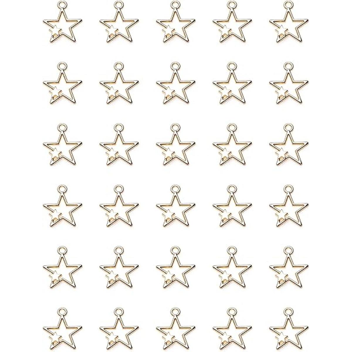 Ruwado Juego de 30 colgantes de doble estrella de metal