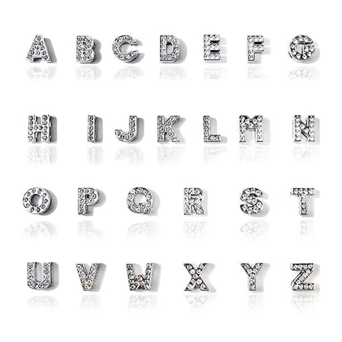 NSBELL 130 dijes de letras del alfabeto AZ con diamantes